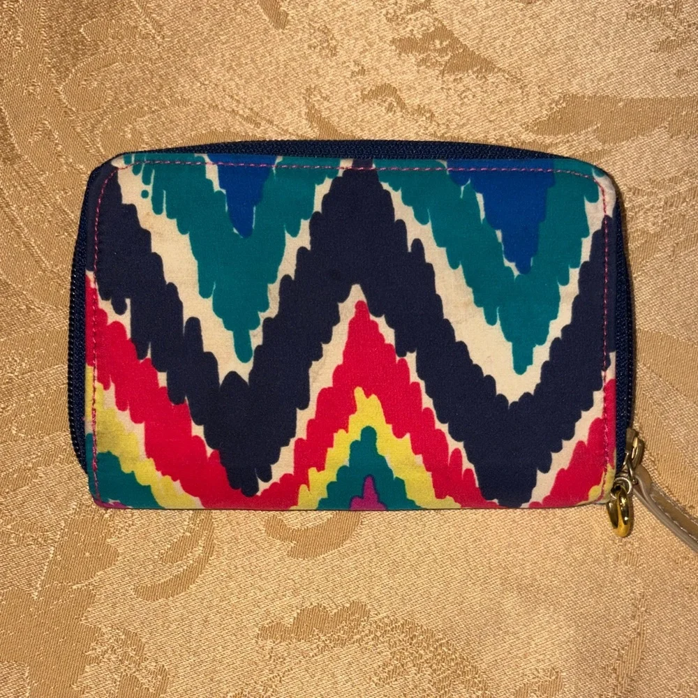 Lilly Pulitzer Vibrant Chevron Zip Wallet in Pink, Blue, Green & Yellow - Picture 3 of 9